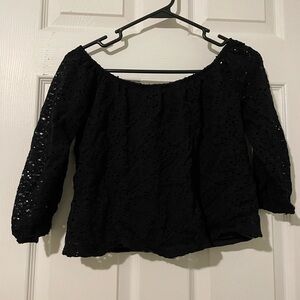 Hollister - off the shoulder lace top (navy blue)